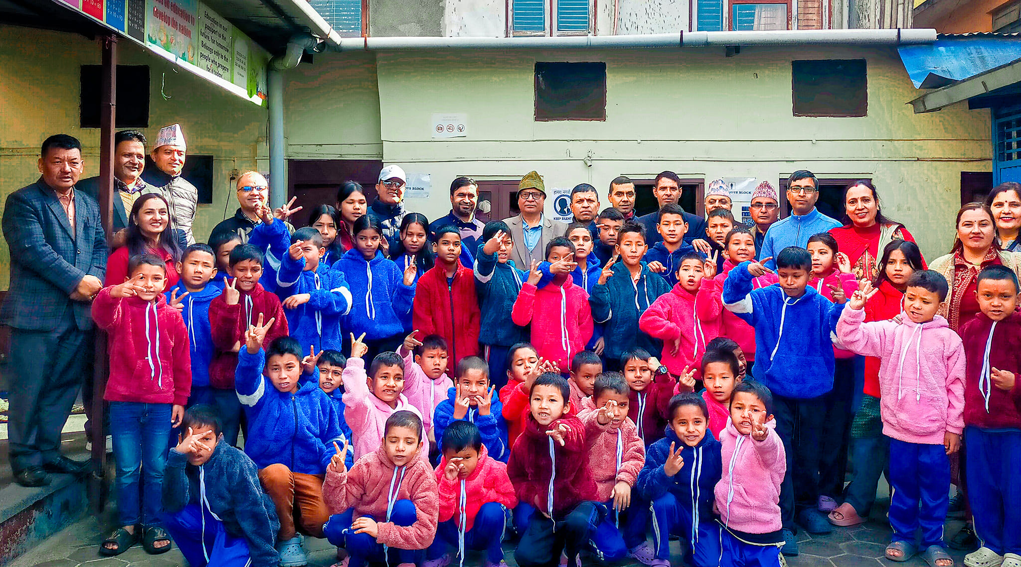 Volunteers and children